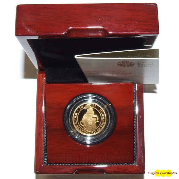 2021 Gold Proof 1/4oz Queen's Beasts - The White Greyhound